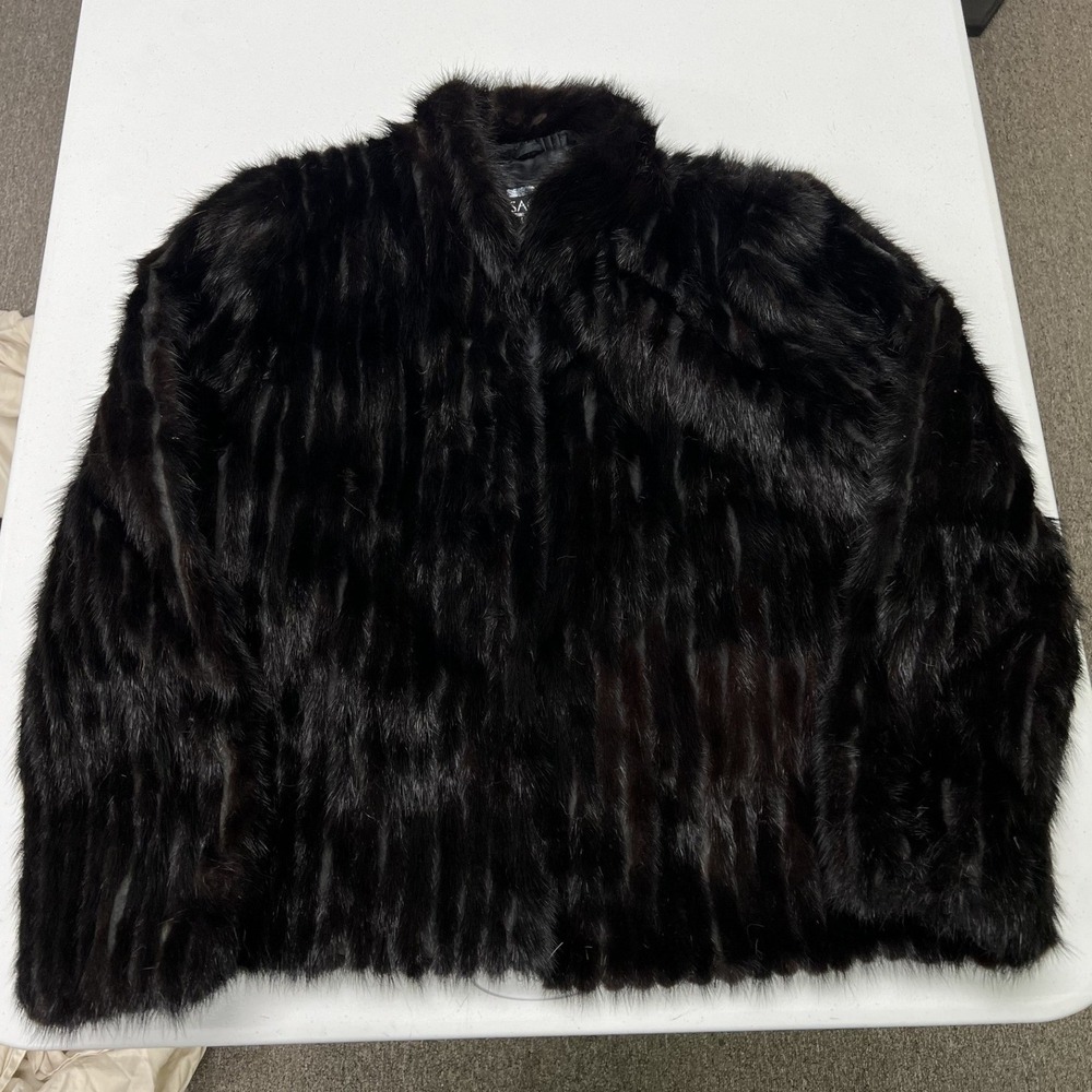 Saga Mink Fur Coat Womens Medium Dark Brown Murano Genuine Mahogany Jacket